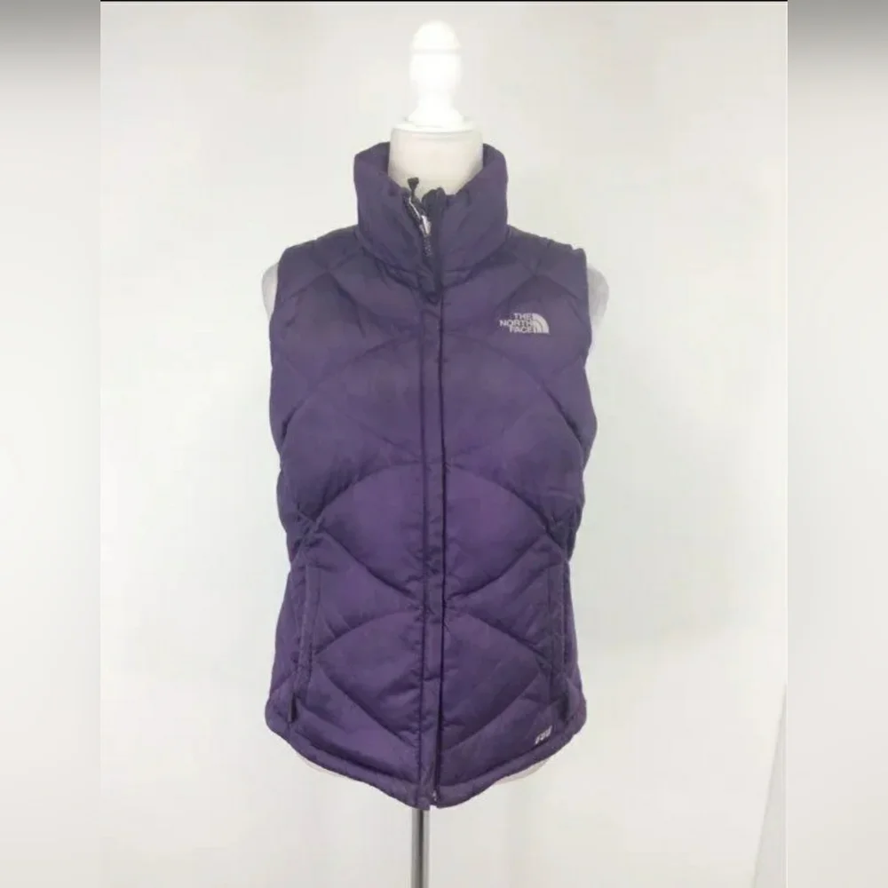 The North Face Purple Zip-Up Quilted 550 Down Puffer Vest Size S